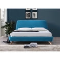 thumbnail image 5 of Omax Decor Henry Wood and Fabric Upholstered King Platform Bed in Blue, 5 of 6