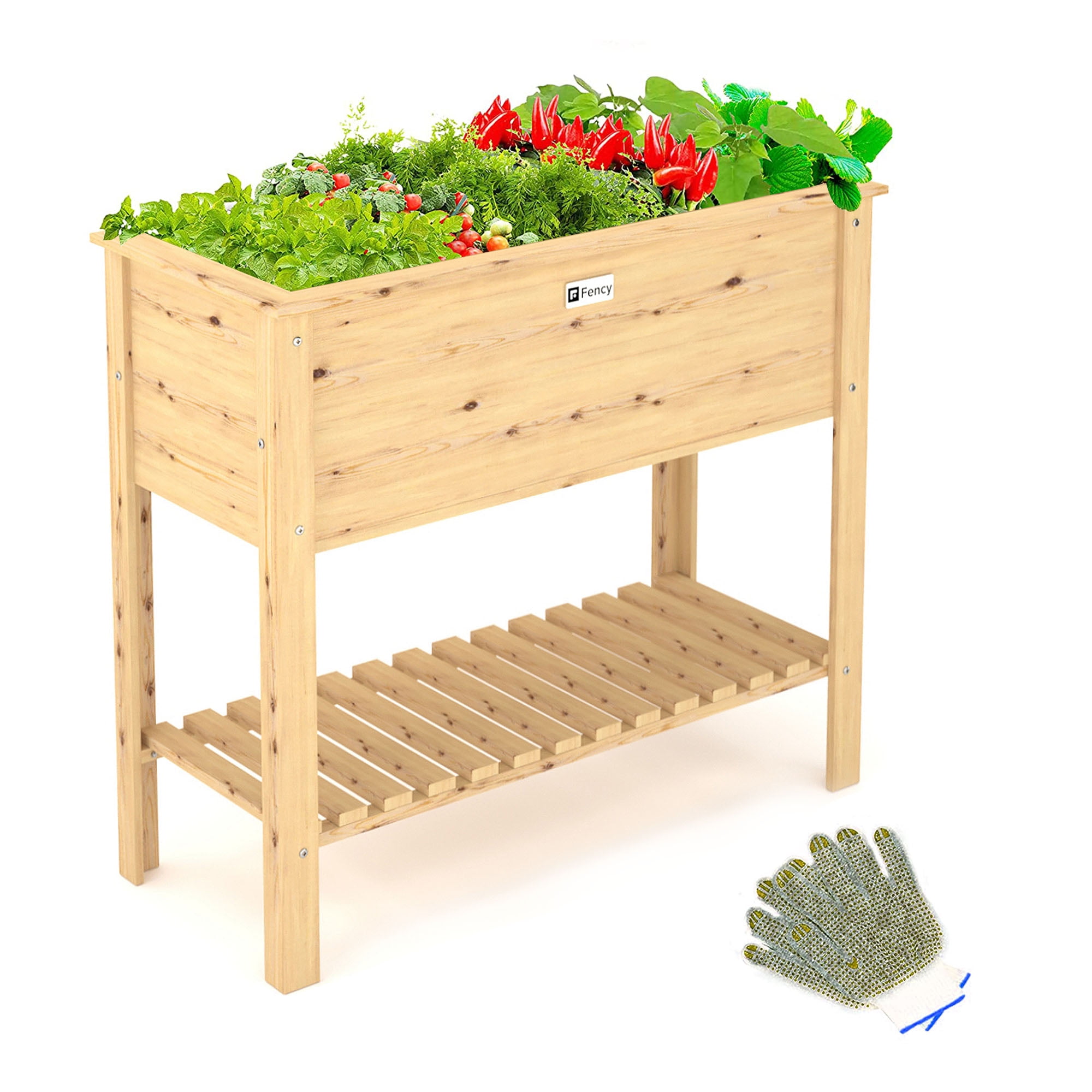 32”H Raised Garden Bed Patio Elevated Planter Box Vegetable Herb Outdoor Yard 