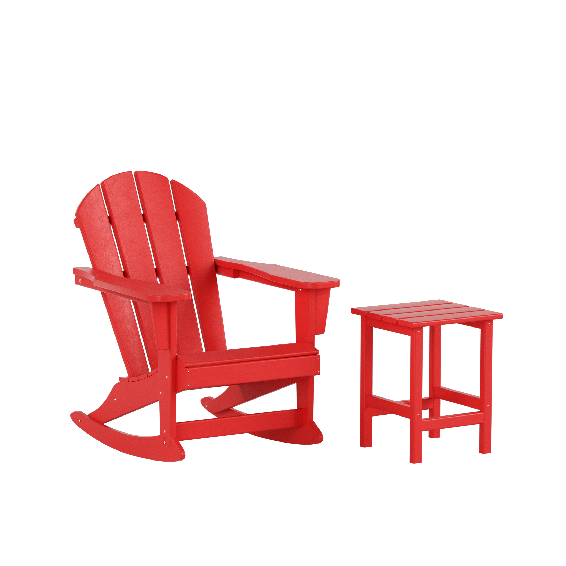 GARDEN 2-Piece Set Plastic Outdoor Rocking Chair with Square Side Table Included, Red - image 2 of 11