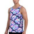 thumbnail image 2 of Uemuo pinkk flower crystal Skull Pattern Men's Muscle Shirts Sleeveless Dry Fit Gym Workout Tank Top Lightweight Sports Tank Top Beach Tank Top, Loose-fit Sleeveless Shirt-Medium, 2 of 7