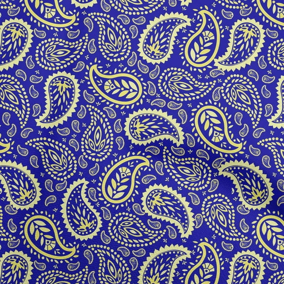 oneOone Polyester Spandex Blue Fabric Asian Paisley Diy Clothing Quilting Fabric Print Fabric By Yard 56 Inch Wide