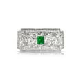 thumbnail image 2 of Bling Jewelry Womens Big Vintage Estate Jewelry Green CZ Rectangle Filigree Brooch Pin Silver Plated, 2 of 4