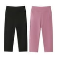 thumbnail image 4 of 2 Pack Girls Capri Leggings Kids Workout Tights Gym Athletic Dance Yoga 3/4 Legging High Waist Shark Pants 4-13Y, 4 of 12