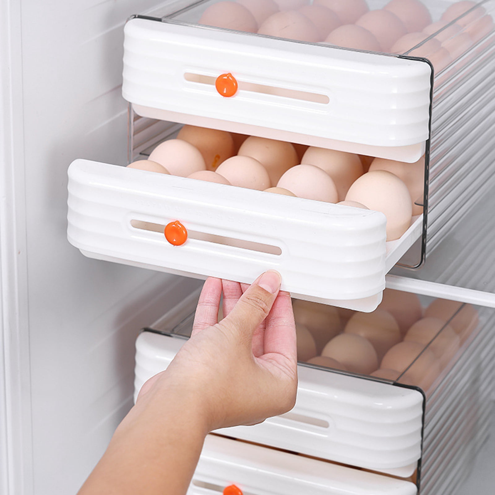Djiypn Egg Storage Box for Refrigerator - Drawer Style Fast Freezing & Preservation Container for Duck Eggs - Space-Saving Design with Collision Protection for Efficient Organization in Kitchens