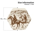 thumbnail image 2 of Picia Western Desert Cowboys1 Printed Leather Coasters for Drinks, 4" Drink Coasters Set of 4 for Tabletop Protection, Handmade Luxurious Home Décor and Housewarming Gift -Hexagon, 2 of 6