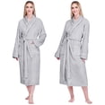 thumbnail image 3 of PAVILIA Robes For Women, Fleece Soft Fluffy Bathrobe, Plush Cozy Long Spa Robe, Satin Trim (L/XL, Light Grey), 3 of 10