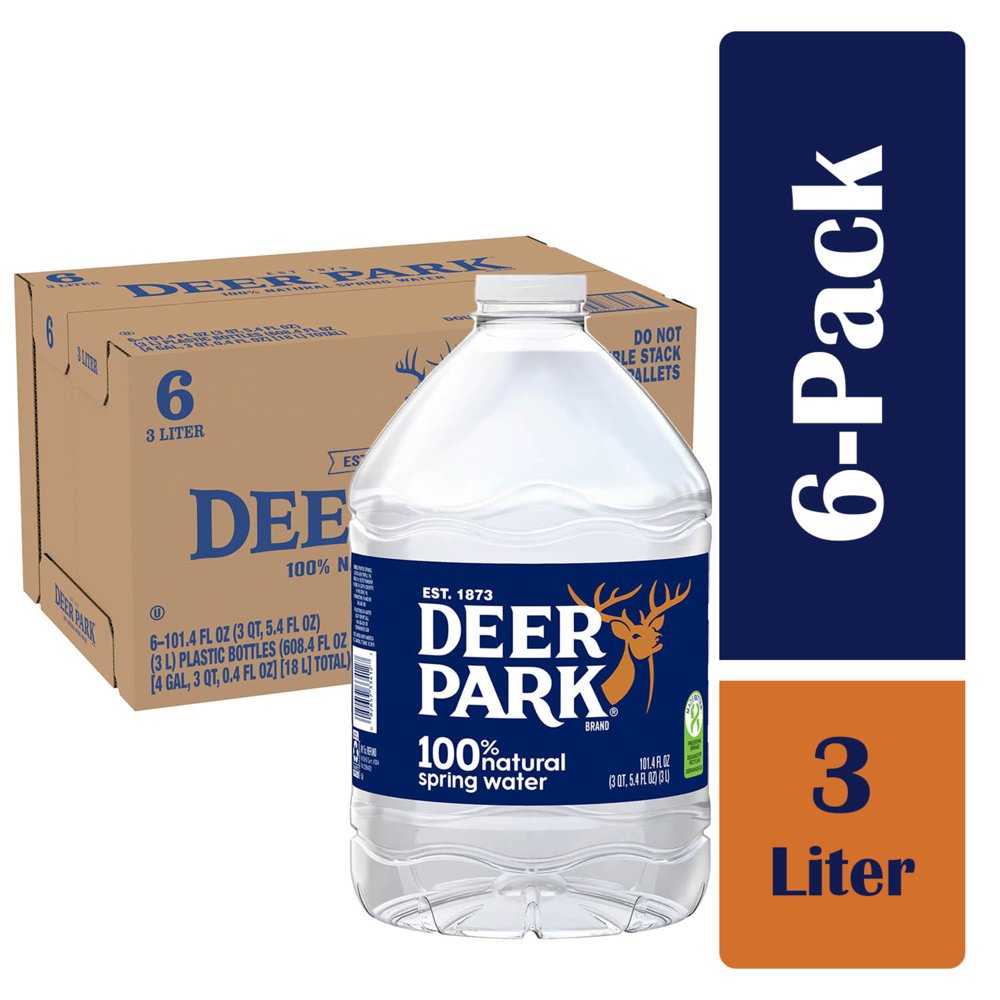 DEER PARK Brand 100 Natural Spring Water, 101.4ounce plastic jugs
