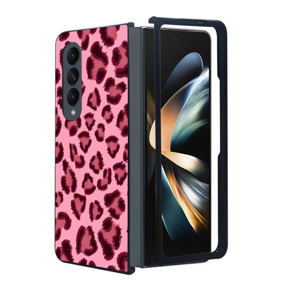 ANJ  Protective Snap-On Design Printed Case Compatible with Samsung Galaxy Z Fold 4 - Pink Leopard