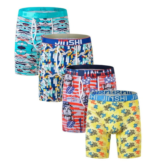ZAIGGUT Men's Boxer Briefs Long Leg Breathable Underwear 4Multi02 S