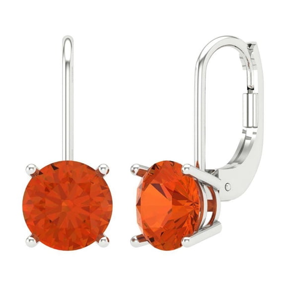 Clara Pucci 4Ct Red Round Cut VVS1 Lever Back Drop Dangle 18k Solid hypoallergenic Gold Designer Earrings For April