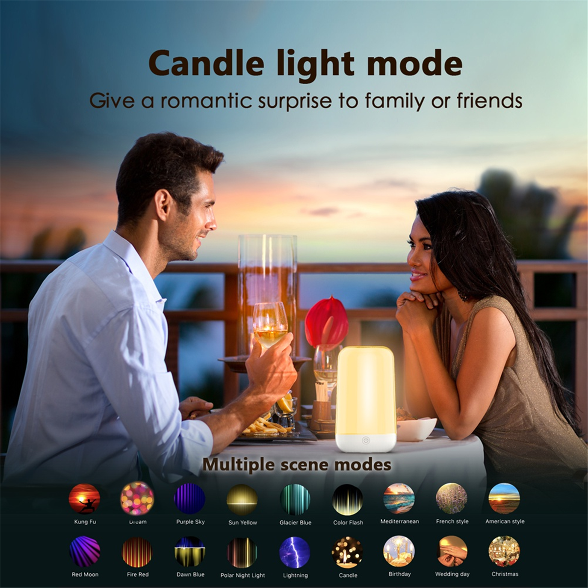 Smart Wireless Dimming and Color 3600mA Battery Charging Touch Music Atmosphere Bedside Mother and Baby Night Light