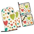 thumbnail image 1 of ZICANCN Oven Mitts and Pot Holders Sets, Multicolored Bright Hearts Baking Sets Kitchen Heat Resistant 4 Pieces, 1 of 8