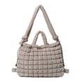 thumbnail image 1 of Bolso Hombro Acolchado Plisado Popular Mochila Escolar Acolchada Gran Capacidad para Estudiantes F (Caqui), 1 of 9