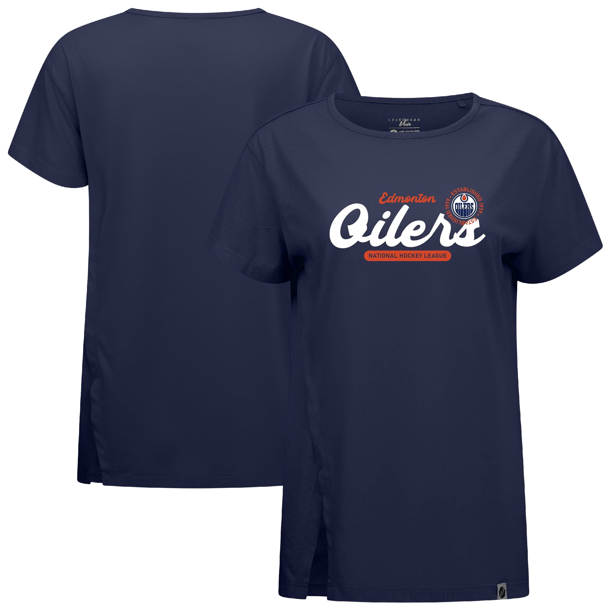 Women's Levelwear Navy Edmonton Oilers Influx Monument T-Shirt