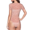 thumbnail image 4 of Naloa Rose Gold Glitter Women's Short-Sleeved Onesie, One-Piece Swimsuit for Parties, dates, clubs - Large, 4 of 9