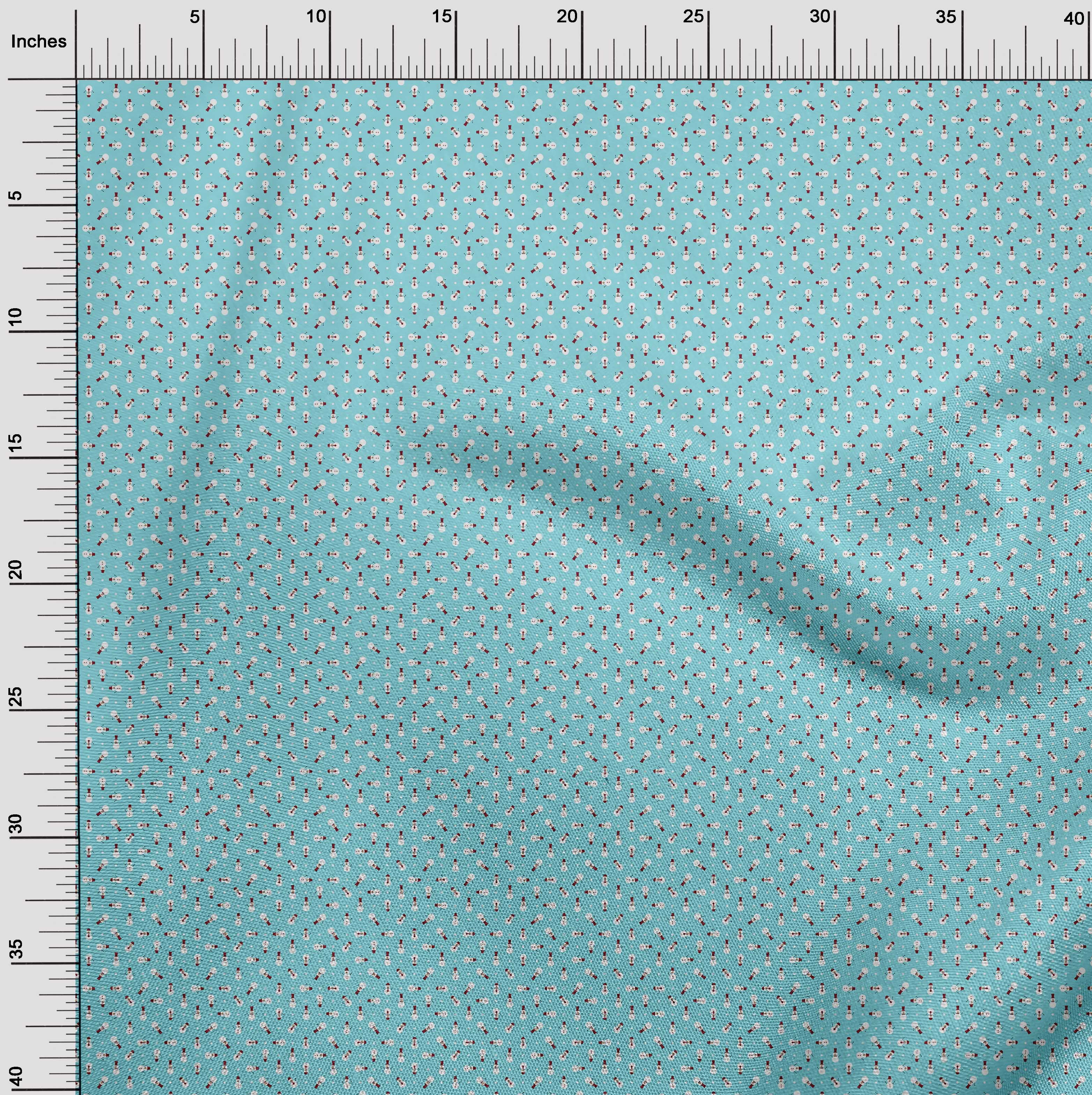 oneOone Cotton Poplin Twill Aqua Blue Fabric Christmas Quilting Supplies Print Sewing Fabric By The Yard 56 Inch Wide