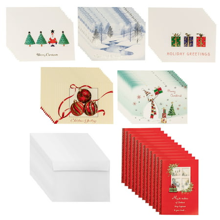 Designer Greetings (72ct) Holiday Cards & Envelopes Christmas Greetings Bulk Boxed Sets Glitter
