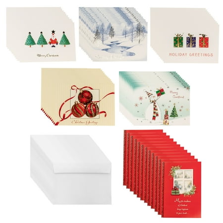 Designer Greetings (72ct) Holiday Cards & Envelopes Christmas Greetings Bulk Boxed Sets Glitter (Best Christmas Greeting Cards)