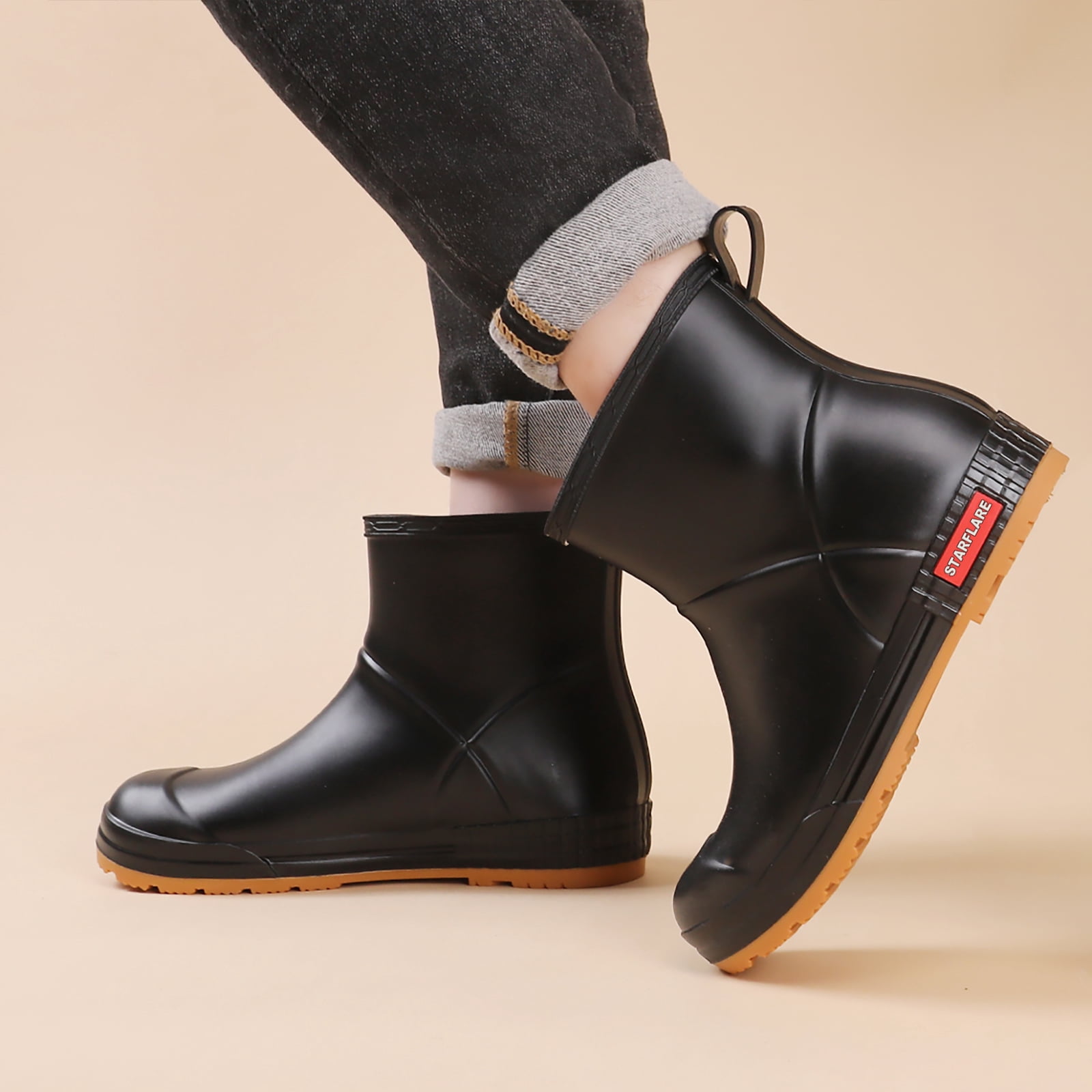 Rain Boots Women and Men Superior Anti-Slip Waterproof Rubber Boots Casual Chealsea Classic Ankle Boots Durable Rain Shoes Mud Rubber Booties for Work PVC Garden Shoes for Sailing Fishing and Camping