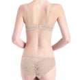 thumbnail image 4 of Chuancc Bralette Corset Bustier Bra For Women Bra And Panty 2 Piece 2 Pairs Lace Bra Bra Underwear Set Underwear Sets For Women Plus Size Lace Bralette Beige 34, 4 of 9