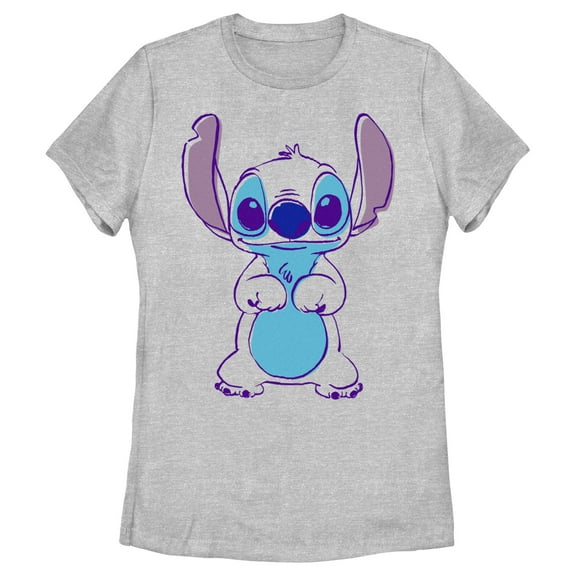 Women's Lilo & Stitch Outlined Stitch Sketch Graphic Tee Athletic Heather Medium