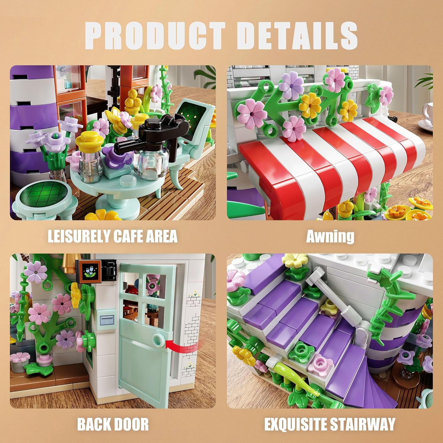Remocguys Flower House Building Set with LED Compatible with Lego Garden for Adults Kids 705Pcs