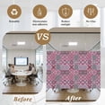 thumbnail image 5 of Vintage Middle Century Window Privacy Film, Abstract Bohemia Style Aztec Pink Static Cling UV Sun Blocking Heat Control Window Tint Day and Night, Non-Adhesive One Way Privacy Cover 17.7''x78.7'', 5 of 7