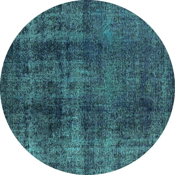 Ahgly Company Indoor Round Oriental Turquoise Blue Industrial Area Rugs, 6' Round