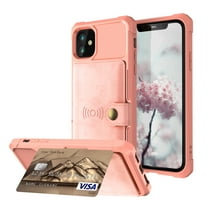 Feishell for iPhone 12 Case, iPhone 12 Pro Case Wallet, ID&Credit Card Holder Slots Pockets Wallet Back Cover Stand Flip Folio Leather Magnetic Absorption Cover For iPhone 12/12 Pro 6.1", Rosegold
