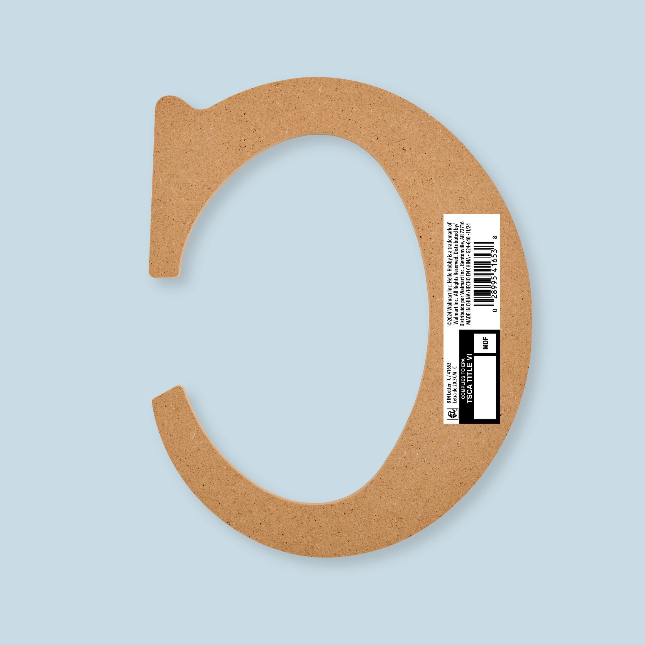Hello Hobby Surfaces Unfinished Wood MDF Letter C, 8 in