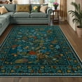 thumbnail image 7 of Moynesa 5'x7' Area Rugs for Living Room, Teal Botanical Floral Washable Rugs for Bedroom Non-Slip Soft Modern Natural Rugs for Dining Room, Stain Resistant Accent Carpet for Dorm Apartment, 7 of 7
