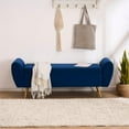 thumbnail image 6 of Velvet Storage Bench for Bedroom, 55" Extra Long Bench for King Size Bed, Modern Upholstered End of Bed Ottoman Bench with Arms and Gold Legs for Entryway Living Room, 6 of 8