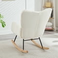 thumbnail image 3 of Glider Chair, Tufted Rocking Chair with Sturdy Metal Frame, Upholstered Teddy Fabric Accent Chair for Living Room or Bedroom, Ergonomic High Back and Armrest Design, Ivory White, 3 of 9