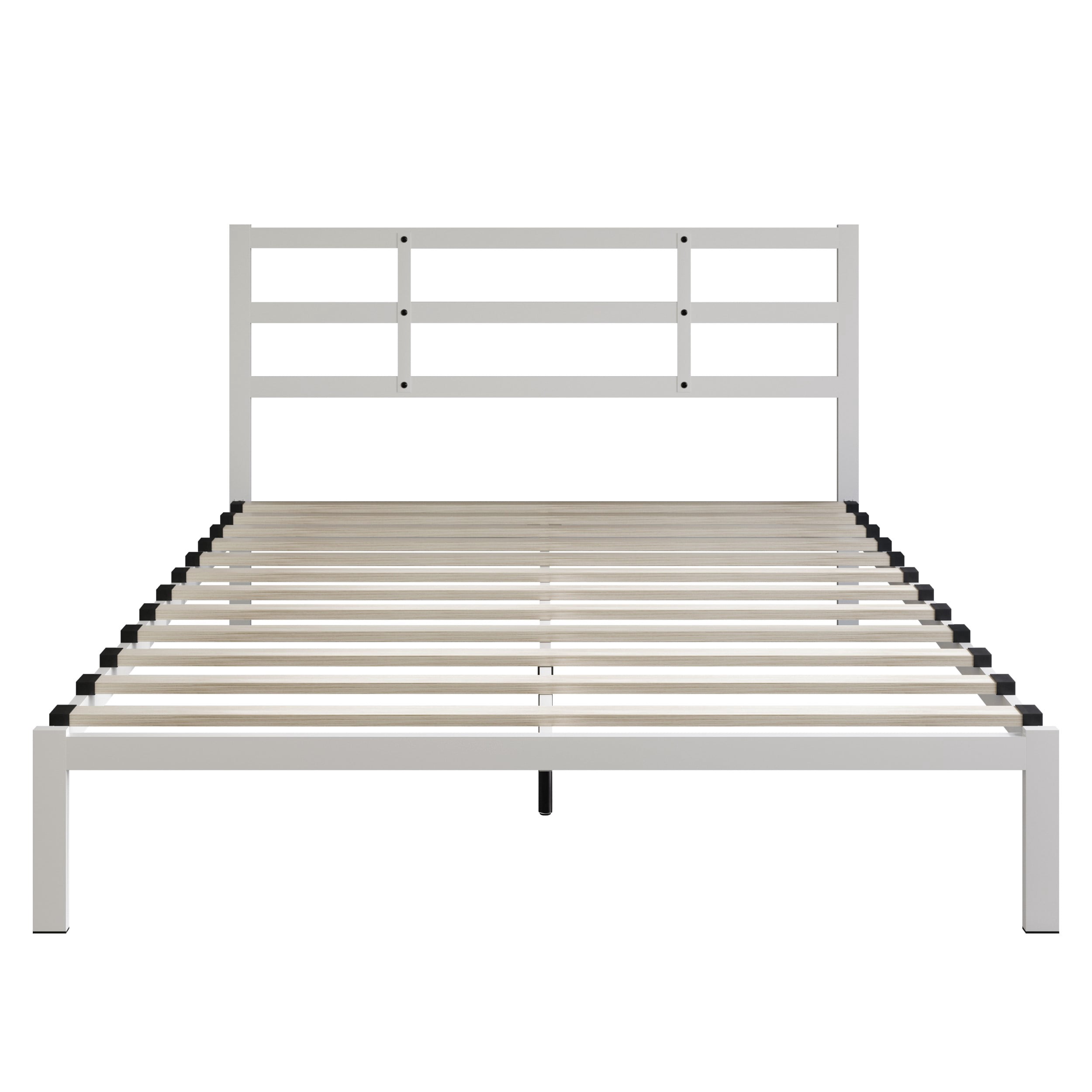 Home Design Sumter Twin Metal Bed Frame with Sturdy Slats and Under-Bed Storage for Adult, White, Easy Assembly