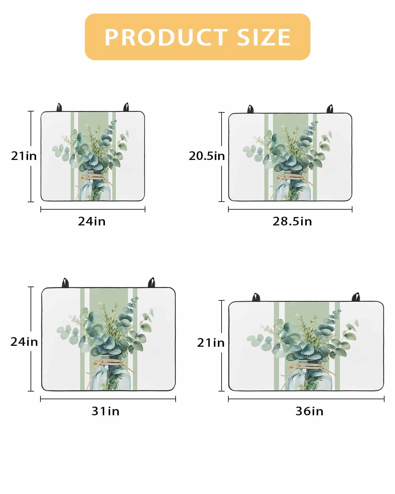 nqOlkjepod Large Induction Cooktop Protector Mat 24"x21", Sage Green Eucalyptus Leaves Stove Top Covers for Electric Stove, Farmhouse Stripe Botanical Stove Burner Cover Mats, Glass Top Stove Cover
