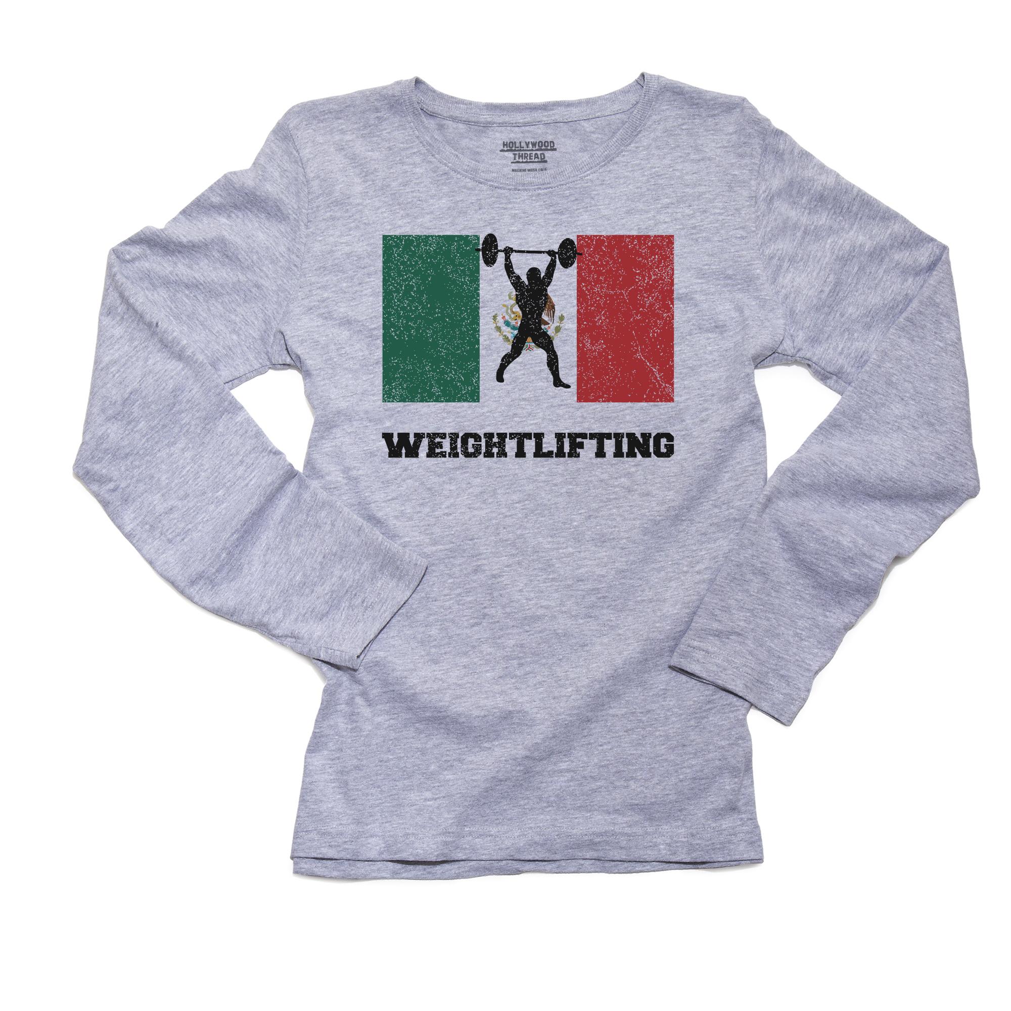 forræder bruser hvor ofte Mexico Olympic - Weightlifting - Flag - Silhouette Women's Long Sleeve Grey  T-Shirt - Walmart.com