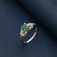 thumbnail image 4 of Mooneye 5 mm Round Shape Emerald 925 Sterling Silver Blossom Design Women Valentines Day Gift Ring, 4 of 6