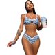 thumbnail image 1 of Trajes de baño de 2 piezas para mujer con estampado floral recortado, traje de baño con ribete en contraste Azul y blanco G Azul y blanco G Xishao ropa, 1 of 2