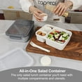thumbnail image 2 of Caperci 2 Pack 62 oz Salad Container for Lunch, 2-Section Meal Preparation Containers featuring Detachable Toppings Trays, Sauce Cup, Reusable Fork, BPA-Free (Gray & Tofu), 2 of 7