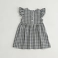 thumbnail image 4 of MXIEZI Little Girl's Flutter Sleeve Dress Plaid A-Line Princess Dresses Baby Kids Toddler Summer Crewneck Sundress for 1-6 Years old, 4 of 9