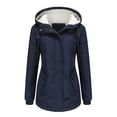 thumbnail image 1 of Womens Hooded Parka Coat Winter Thicken Fleece Down Coat Jacket Overcoat Mid Length Zipper Outerwear, 1 of 5