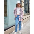 thumbnail image 6 of Arshiner Girls Plaid Flannel Shirts Loose Fit Button Down Shirt Long Sleeve Casual Flannel Tops, 6 of 6