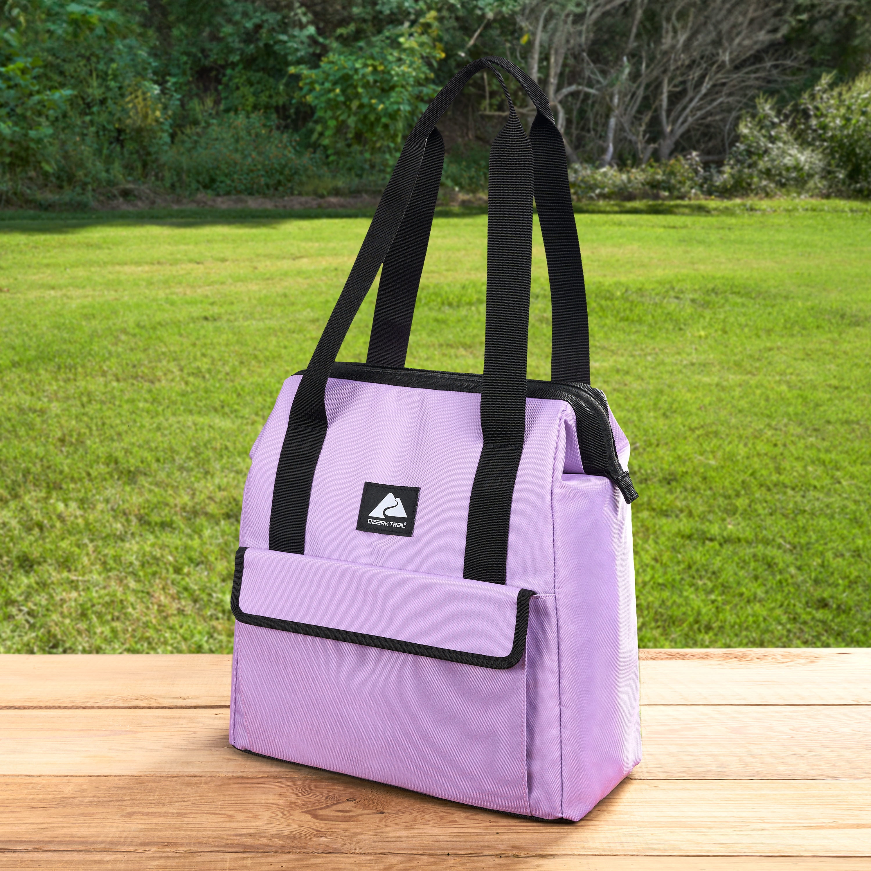 Ozark Trail 24 Can Wide Mouth Soft Cooler Tote, Purple, 16.9 Quart Volume Capacity