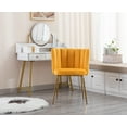 thumbnail image 3 of Guyou Velvet Dining Chair Set of 2, Modern Upholstered Side Chairs Accent Chair with Back and Metal Legs for Dining Room Living Room Bedroom, Yellow, 3 of 13