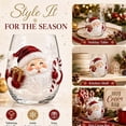 thumbnail image 2 of Christmas 3D Glass Cup Collection, Stemless Tumbler With Christmas Santa, Hand Painted Holiday Ornament Glassware, Festive Gift for Kitchen Party Table Decor(Santa Claus), 2 of 8