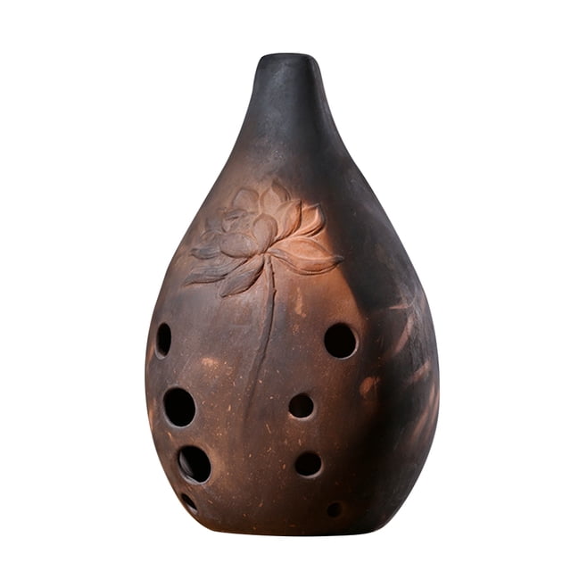EeaseMX Flauta china profesional de 10 agujeros, instrumento Xun de cerámica, ocarina, instrumento musical antiguo para artistas principiantes (tecla F, estilo aleatorio).