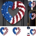 thumbnail image 5 of Chmadoxn 9.8 Inch Patriotic Star Wreath, Red White Blue Cloth Flower Garland for 4th of July Independence Day Memorial Day, Farmhouse Wall Window Front Door Decor, 5 of 7