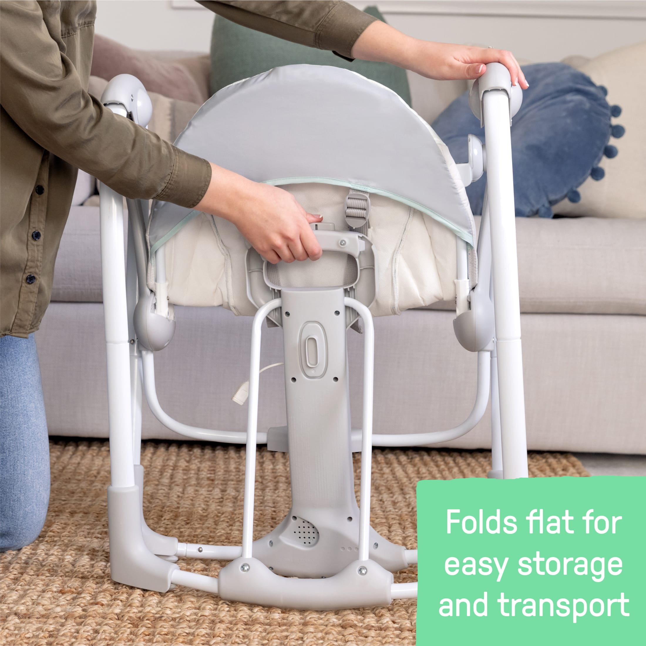 Ingenuity Cozy Spot Swing and Go Portable Swing, Grey, Unisex, Ages 0-9 Months