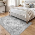 thumbnail image 3 of Janvonne Bohemian Grey Area Rug, Boho Chic Distressed Oriental Carpet, Washable Non-Slip Vintage Floral Rug for Living Room Bedroom,4'x6', 3 of 8