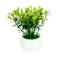 thumbnail image 2 of Small Artificial Potted Plants - Faux Green Greenery in White Plastic Pots for Desk, Shelf, Bathroom, and Home Office Decor, 2 of 7